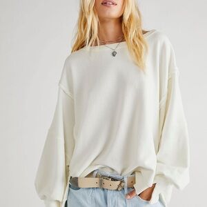 free people camden crewneck white size large
 - very oversized will fit an XL